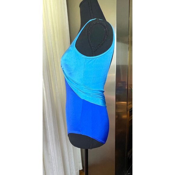 Vintage 70s Sea Queen bathing suit, one piece blue swimsuit, low cut, size 4 - Picture 3 of 10